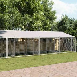 Reliable Grey Dog Cage 12x2x2m with Roof and Doors