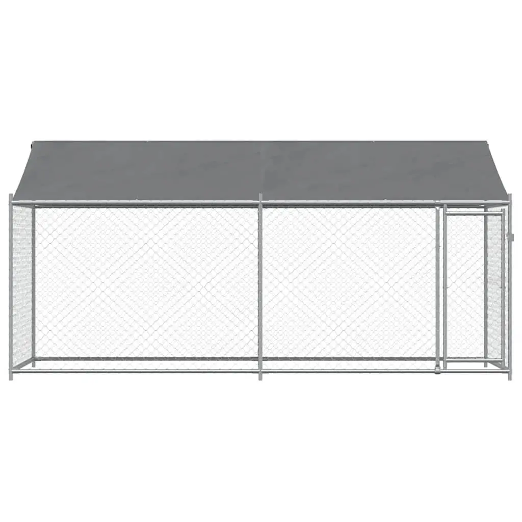 Dog Cage Outdoor Kennel Run Pen Grey Galvanised Steel 4 x 2 x 2 m