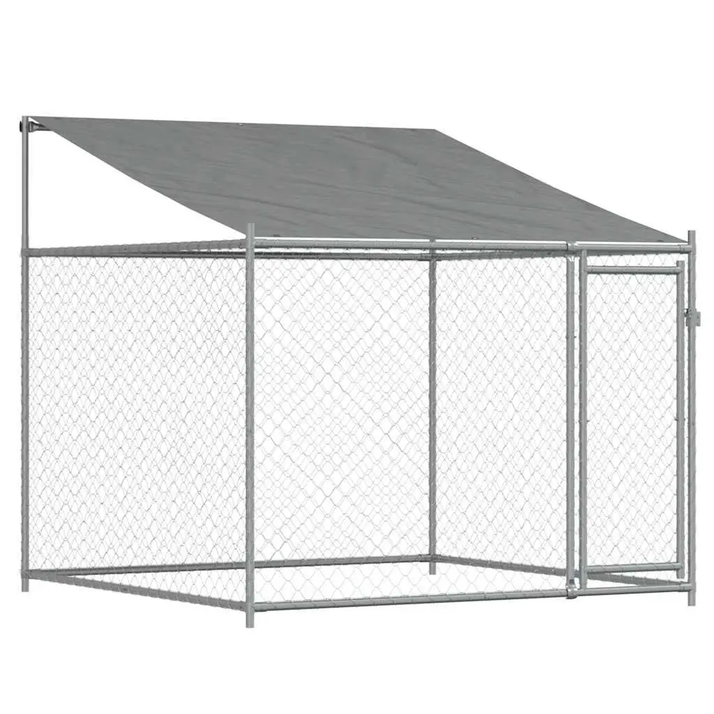 Dog Cage Outdoor Kennel Run Pen Grey Galvanised Steel 4 x 2 x 2 m