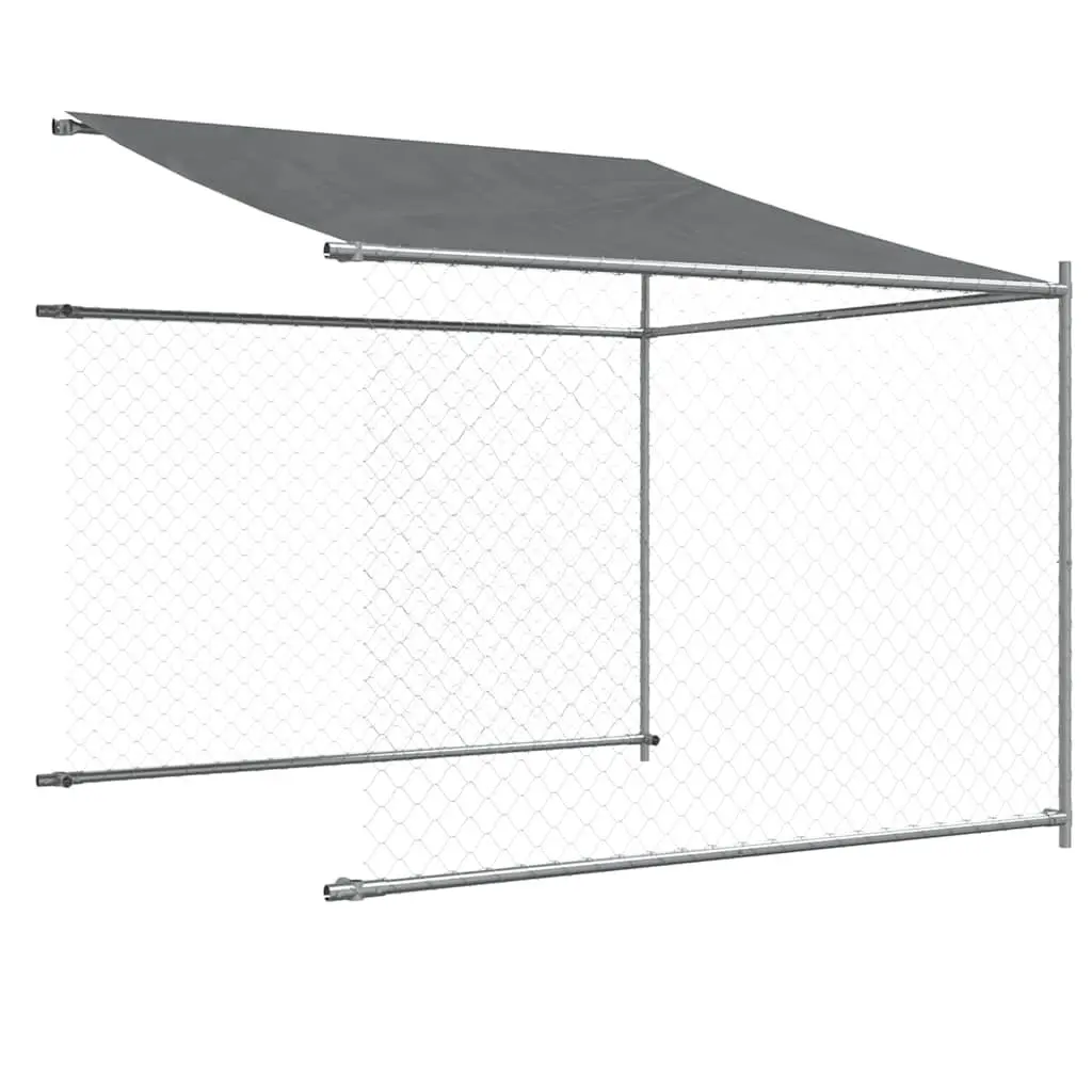 Dog Cage Outdoor Kennel Run Pen Grey Galvanised Steel 4 x 2 x 2 m