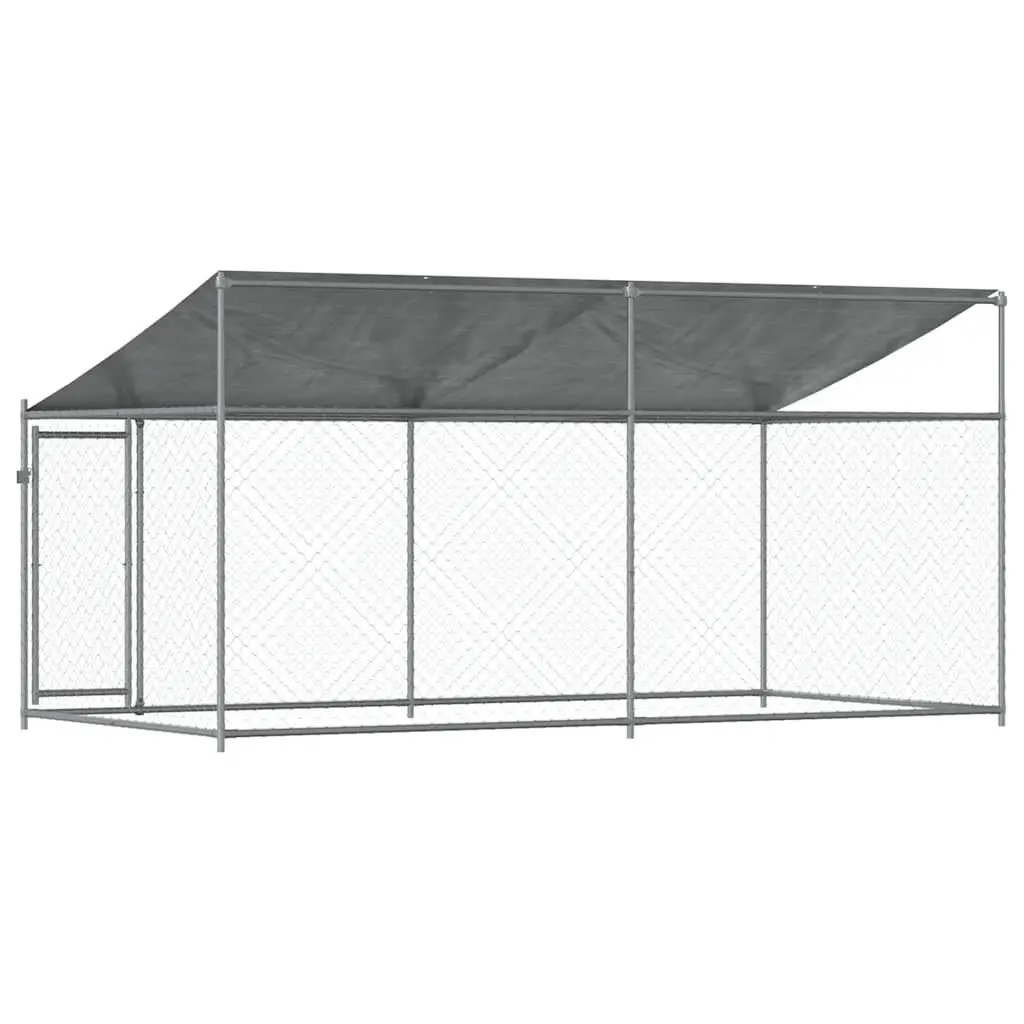 Dog Cage Outdoor Kennel Run Pen Grey Galvanised Steel 4 x 2 x 2 m