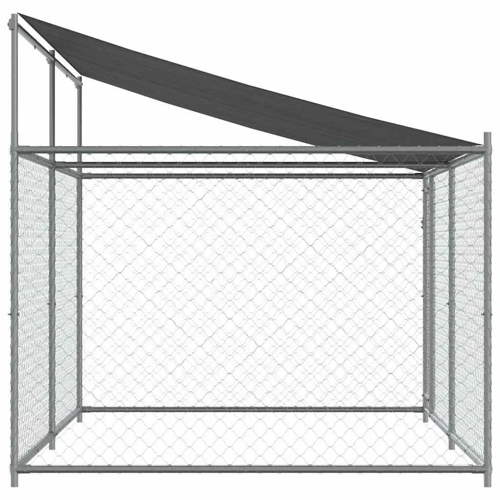 Dog Cage Outdoor Kennel Run Pen Grey Galvanised Steel 4 x 2 x 2 m