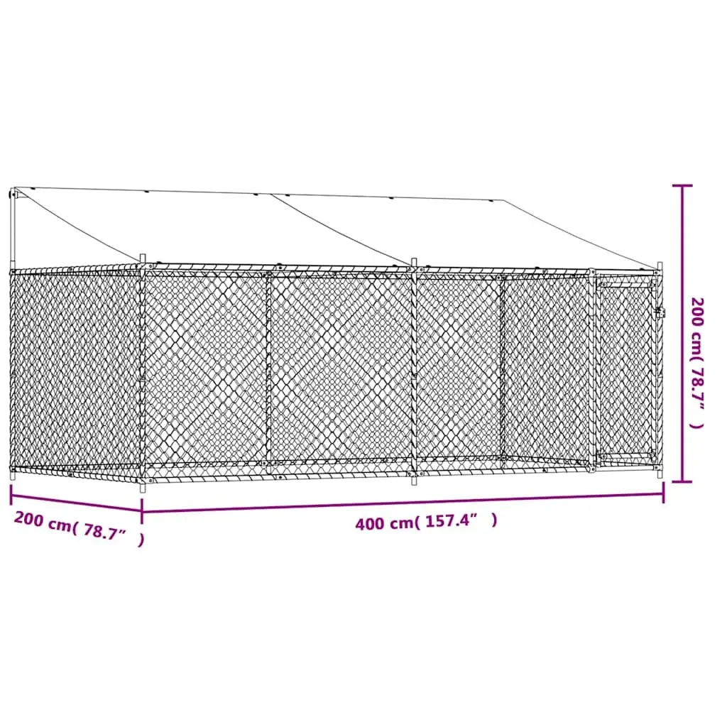 Dog Cage Outdoor Kennel Run Pen Grey Galvanised Steel 4 x 2 x 2 m