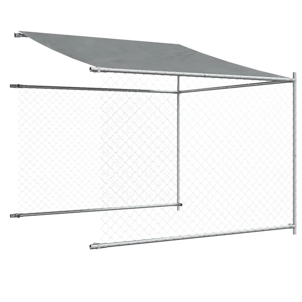 Dog Kennel Outdoor Cage with Roof and Door 10 x 2 x 2 m Grey Galvanised Steel