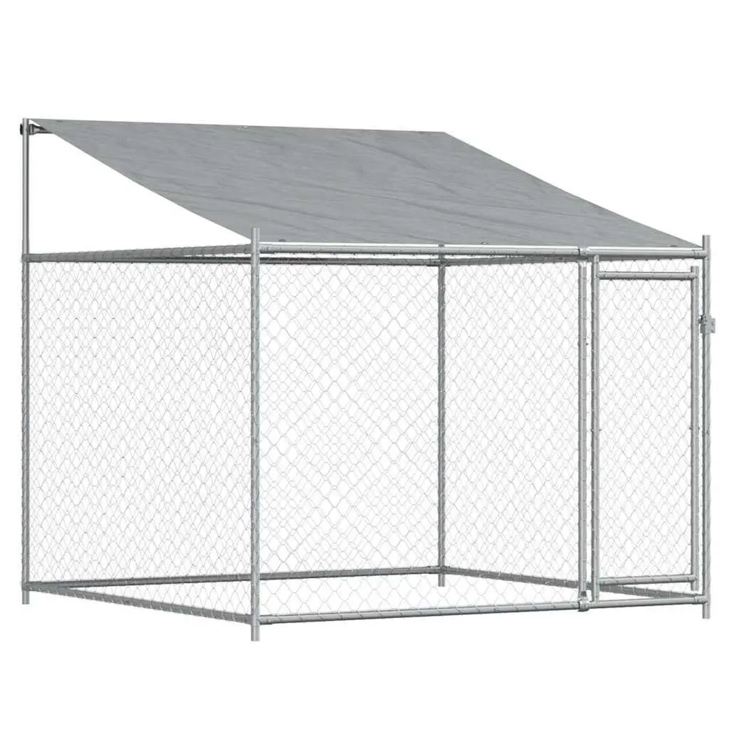Dog Kennel Outdoor Cage with Roof and Door 10 x 2 x 2 m Grey Galvanised Steel
