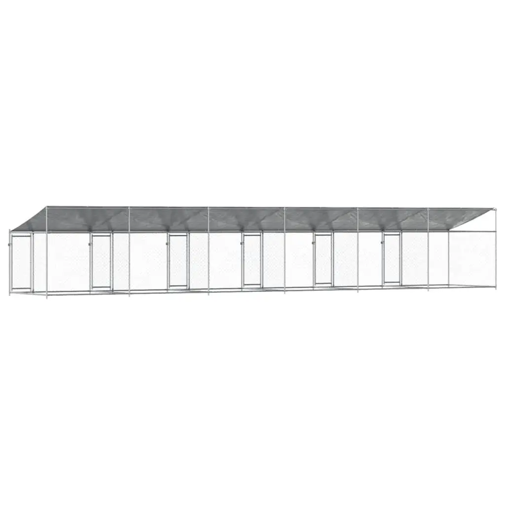 Dog Kennel Outdoor Cage with Roof and Door 10 x 2 x 2 m Grey Galvanised Steel