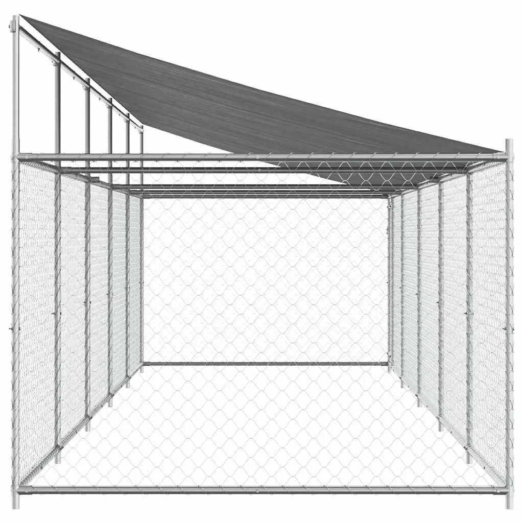 Dog Kennel Outdoor Cage with Roof and Door 10 x 2 x 2 m Grey Galvanised Steel