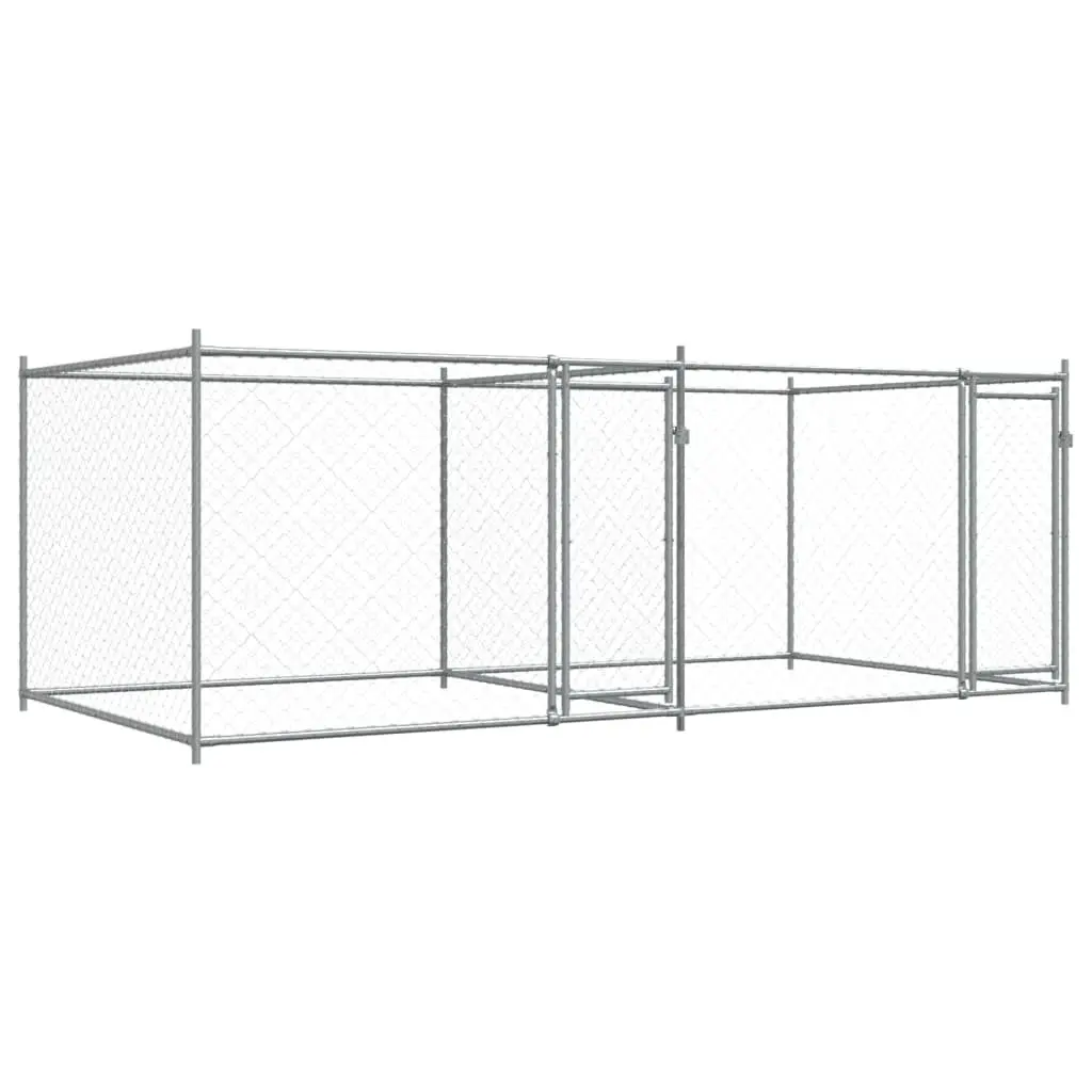 Dog Cage Outdoor Exercise Pen 4 x 2 x 1.5 m Grey Galvanised Steel
