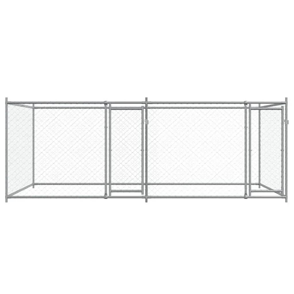 Dog Cage Outdoor Exercise Pen 4 x 2 x 1.5 m Grey Galvanised Steel