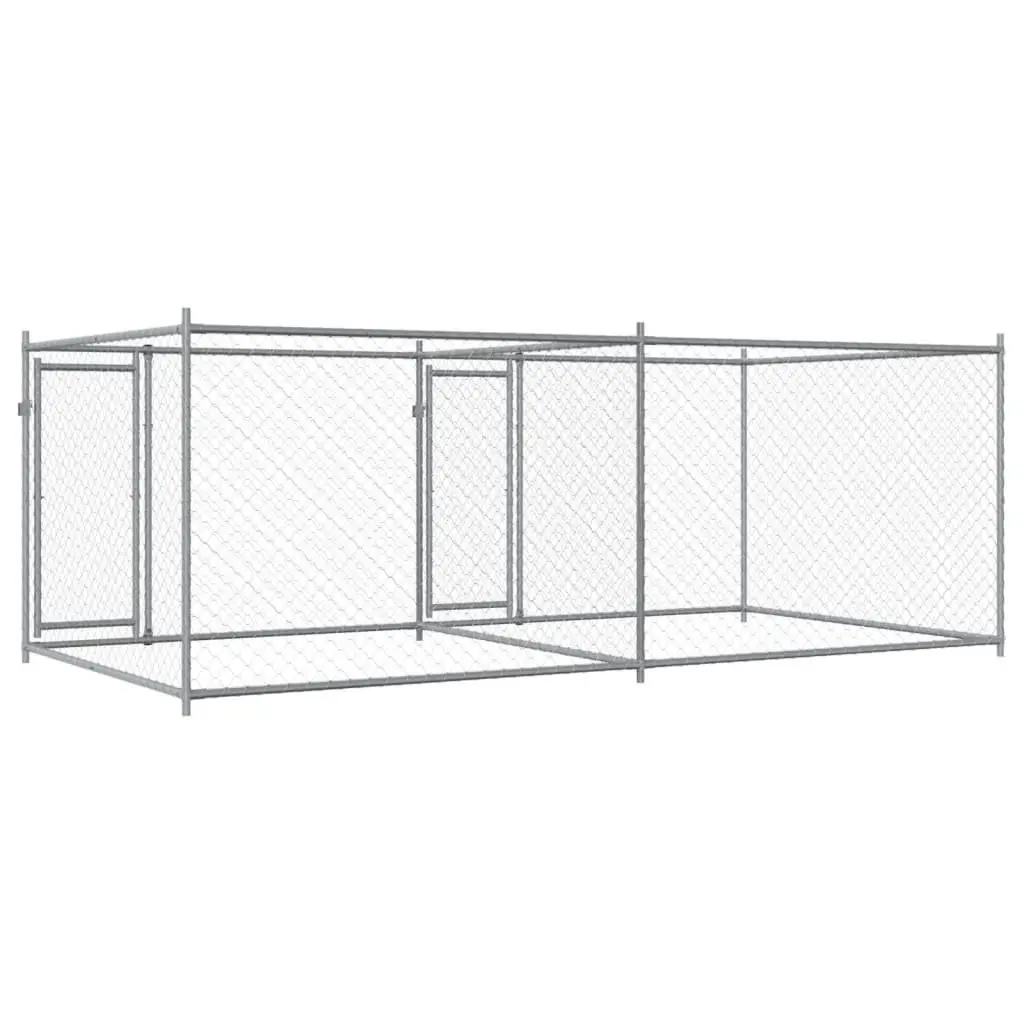 Dog Cage Outdoor Exercise Pen 4 x 2 x 1.5 m Grey Galvanised Steel