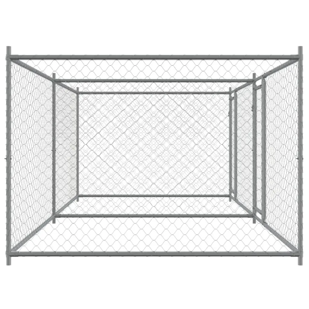 Dog Cage Outdoor Exercise Pen 4 x 2 x 1.5 m Grey Galvanised Steel