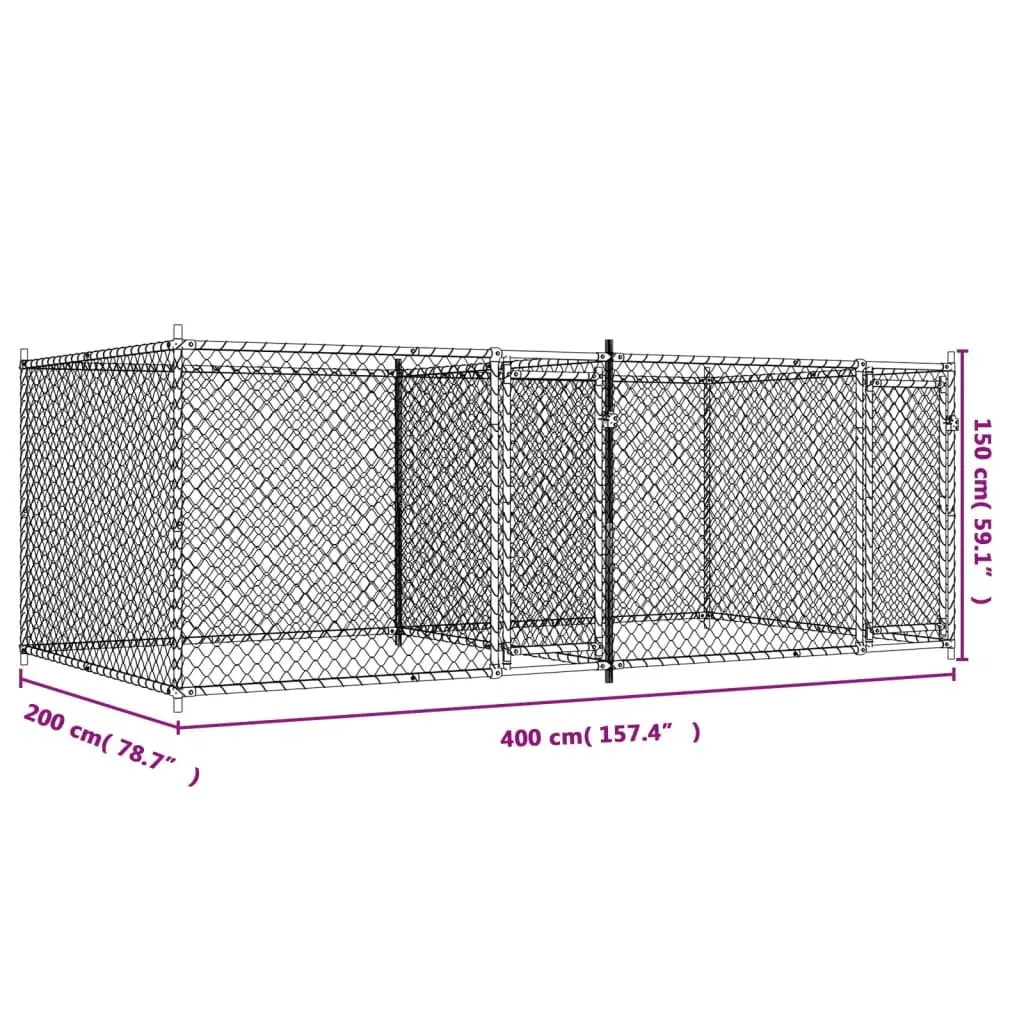 Dog Cage Outdoor Exercise Pen 4 x 2 x 1.5 m Grey Galvanised Steel