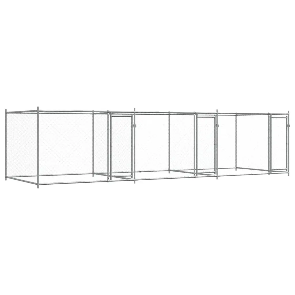 Dog Cage Kennel Outdoor Pet Enclosure 6x2x1.5m Galvanised Steel Grey