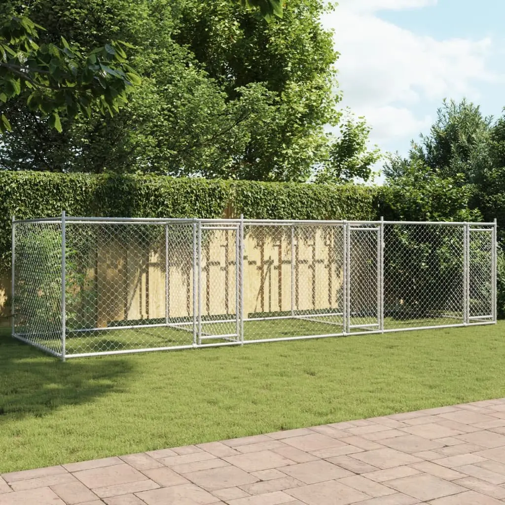 Dog Cage Kennel Outdoor Pet Enclosure 6x2x1.5m Galvanised Steel Grey