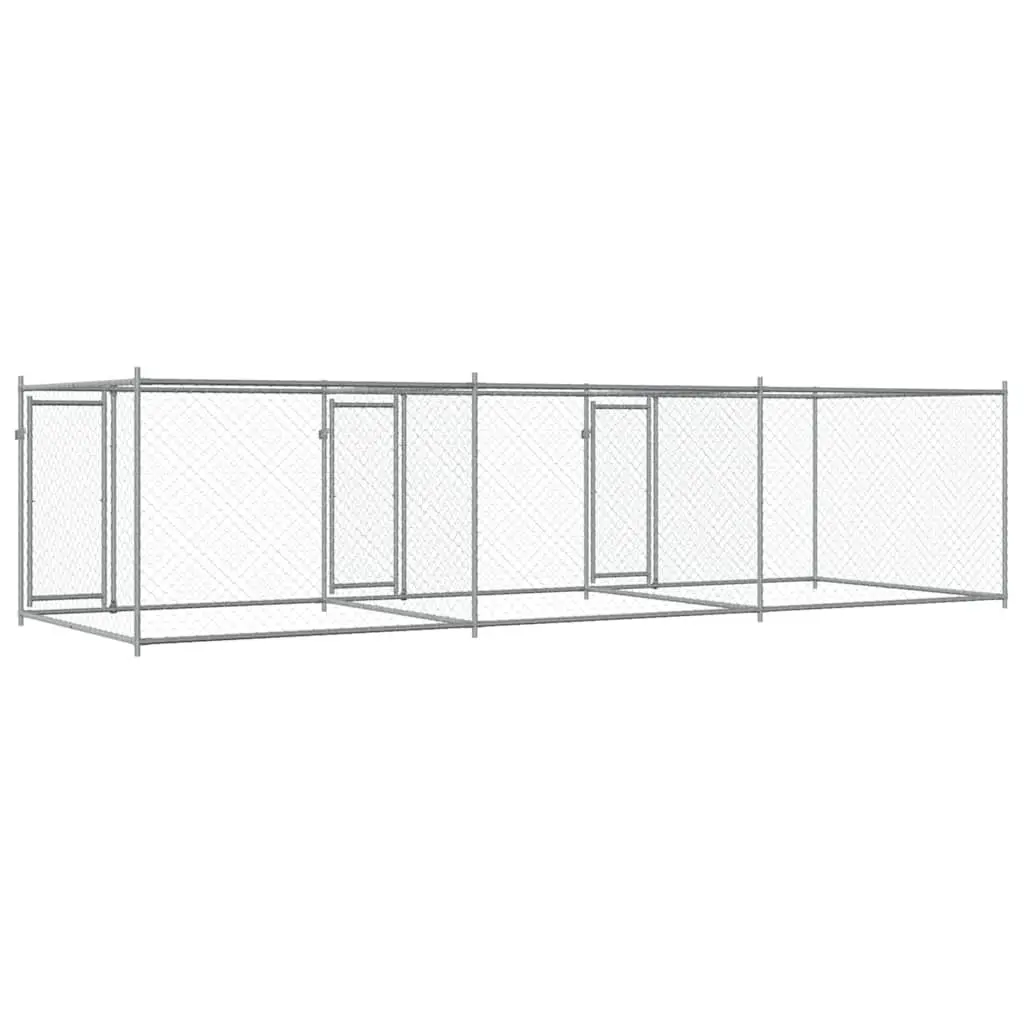 Dog Cage Kennel Outdoor Pet Enclosure 6x2x1.5m Galvanised Steel Grey