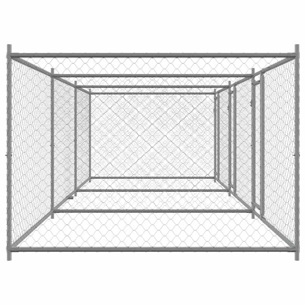 Dog Cage Kennel Outdoor Pet Enclosure 6x2x1.5m Galvanised Steel Grey