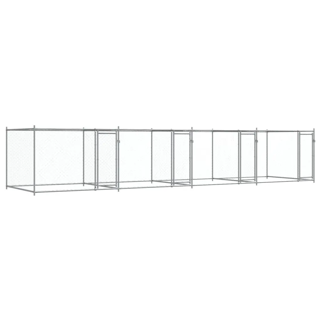 Dog Kennel Cage Outdoor Pet Run 8x2x1.5 m Galvanised Steel Grey
