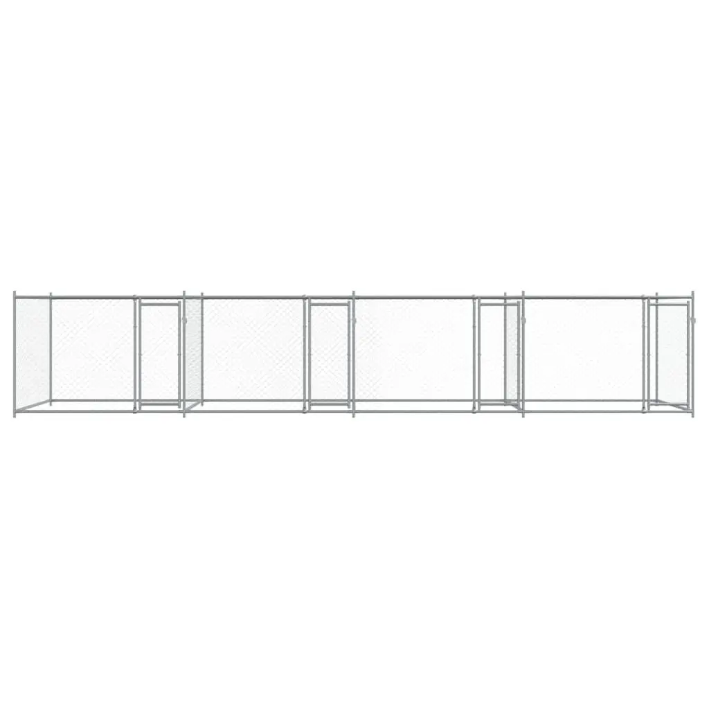 Dog Kennel Cage Outdoor Pet Run 8x2x1.5 m Galvanised Steel Grey