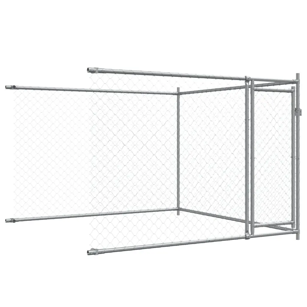 Dog Kennel Cage Outdoor Pet Run 8x2x1.5 m Galvanised Steel Grey