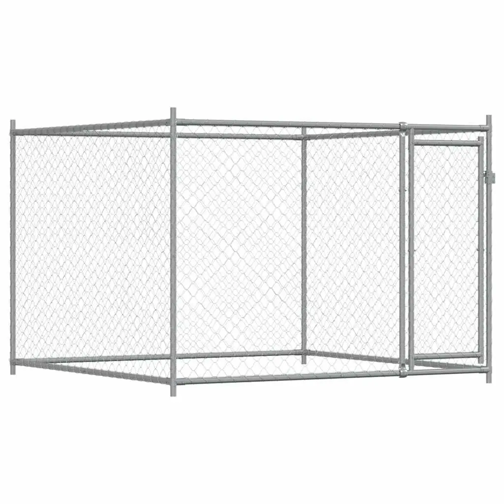 Dog Cage Outdoor Kennel Run Pen Grey Galvanised Steel Lockable Doors 12 x 2 x 1.5 m