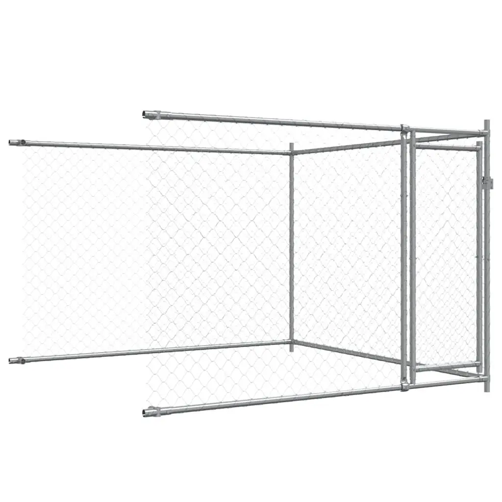 Dog Cage Outdoor Kennel Run Pen Grey Galvanised Steel Lockable Doors 12 x 2 x 1.5 m