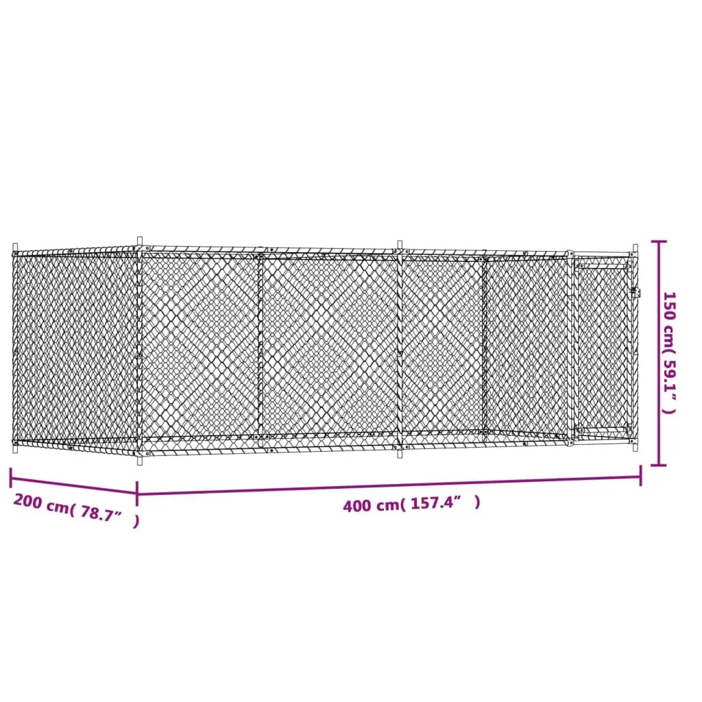 Dog Kennel Outdoor Cage Exercise Pen 4 x 2 x 1.5 m Grey Galvanised Steel