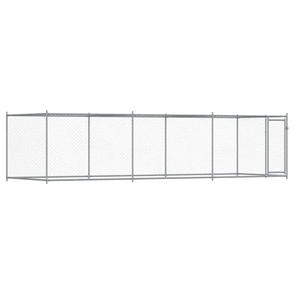 Dog Cage Outdoor Pet Enclosure 6 x 2 x 1.5 m Grey Galvanised Steel Mesh Door