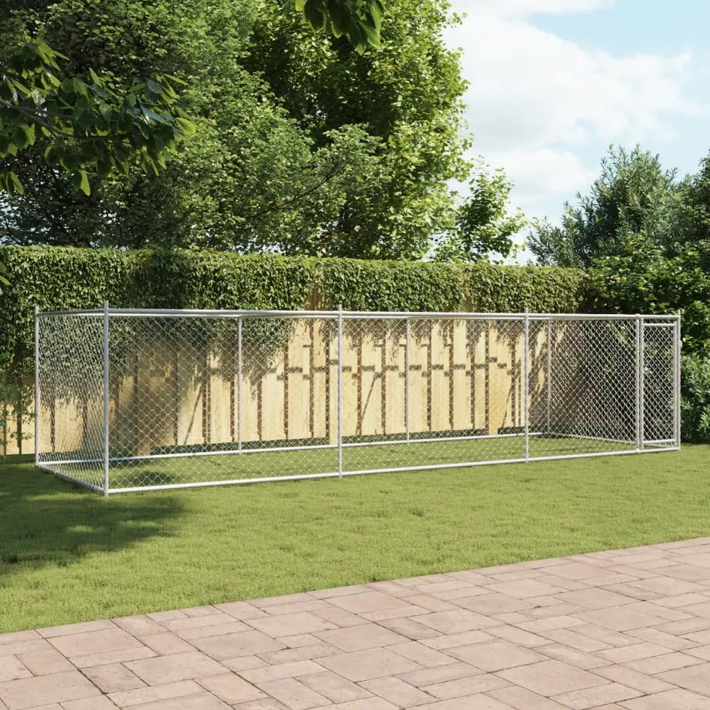 Dog Cage Outdoor Pet Enclosure 6 x 2 x 1.5 m Grey Galvanised Steel Mesh Door