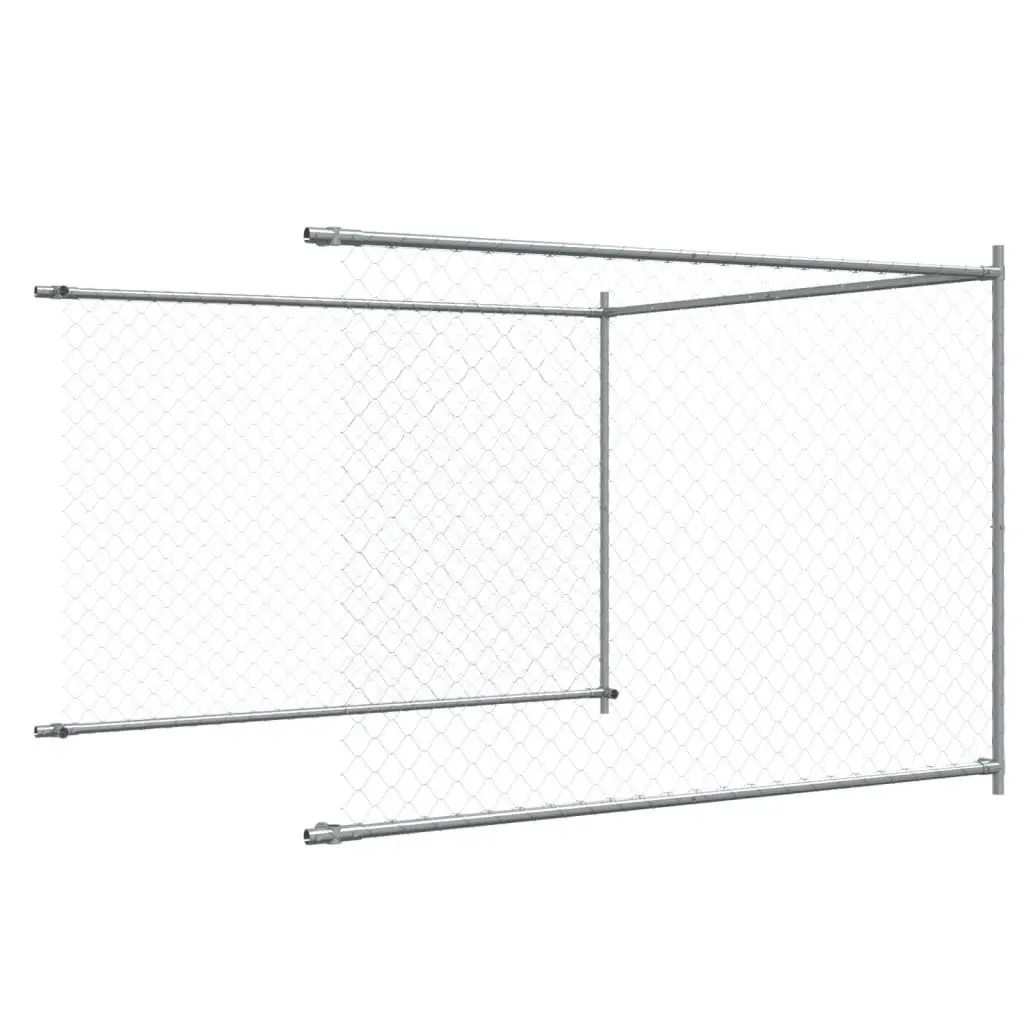 Dog Cage Outdoor Pet Enclosure 6 x 2 x 1.5 m Grey Galvanised Steel Mesh Door