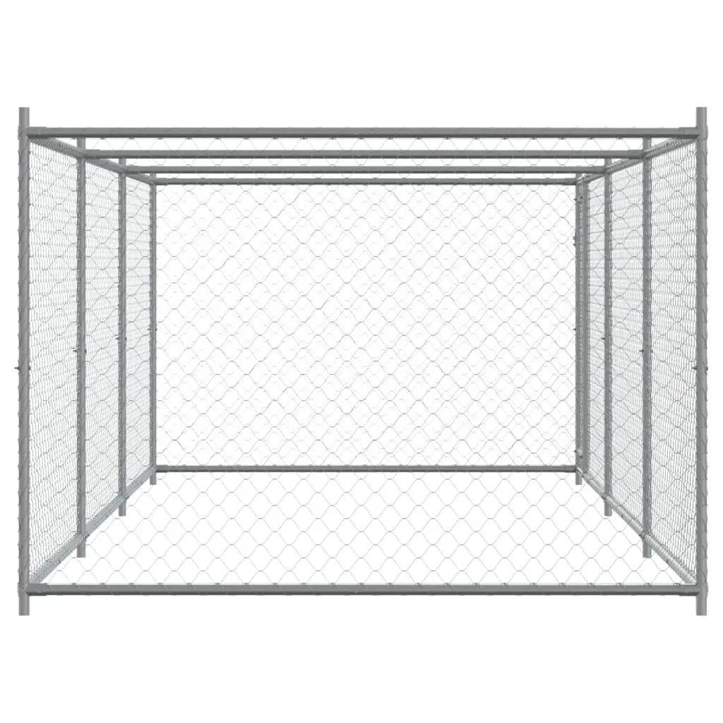 Dog Cage Outdoor Pet Enclosure 6 x 2 x 1.5 m Grey Galvanised Steel Mesh Door