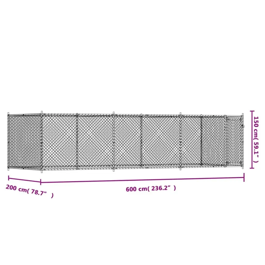 Dog Cage Outdoor Pet Enclosure 6 x 2 x 1.5 m Grey Galvanised Steel Mesh Door