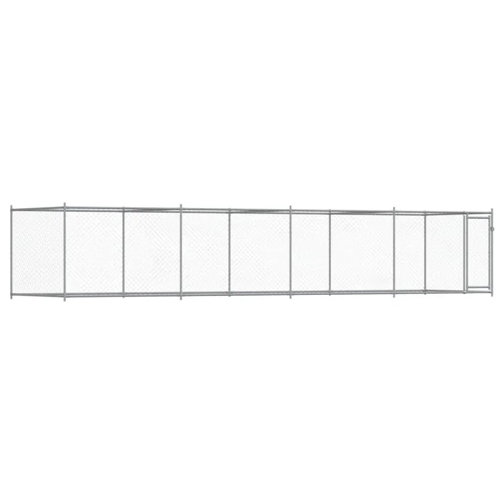 Dog Cage Outdoor Kennel 8 x 2 x 1.5 m Grey Galvanised Steel Mesh Lockable Door