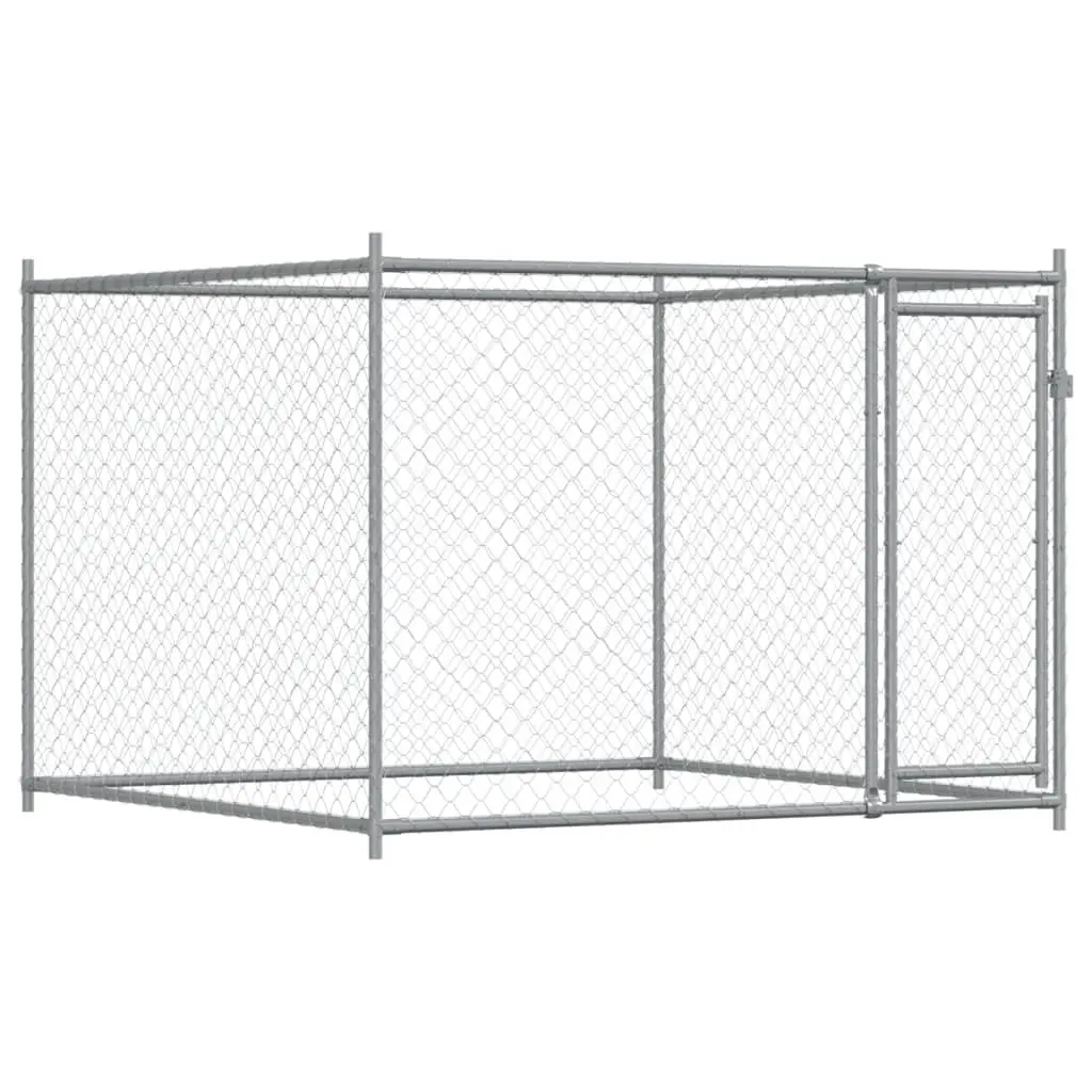 Dog Cage Outdoor Kennel 8 x 2 x 1.5 m Grey Galvanised Steel Mesh Lockable Door