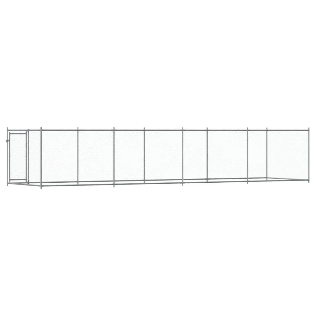 Dog Cage Outdoor Kennel 8 x 2 x 1.5 m Grey Galvanised Steel Mesh Lockable Door