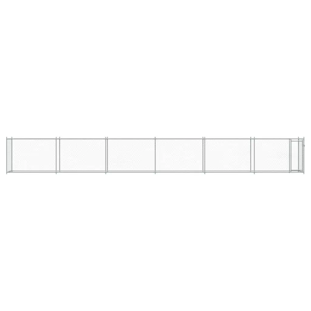 Dog Cage Kennel Run Pen with Door 12 x 2 x 1.5 m Grey Galvanised Steel Outdoor Exercise