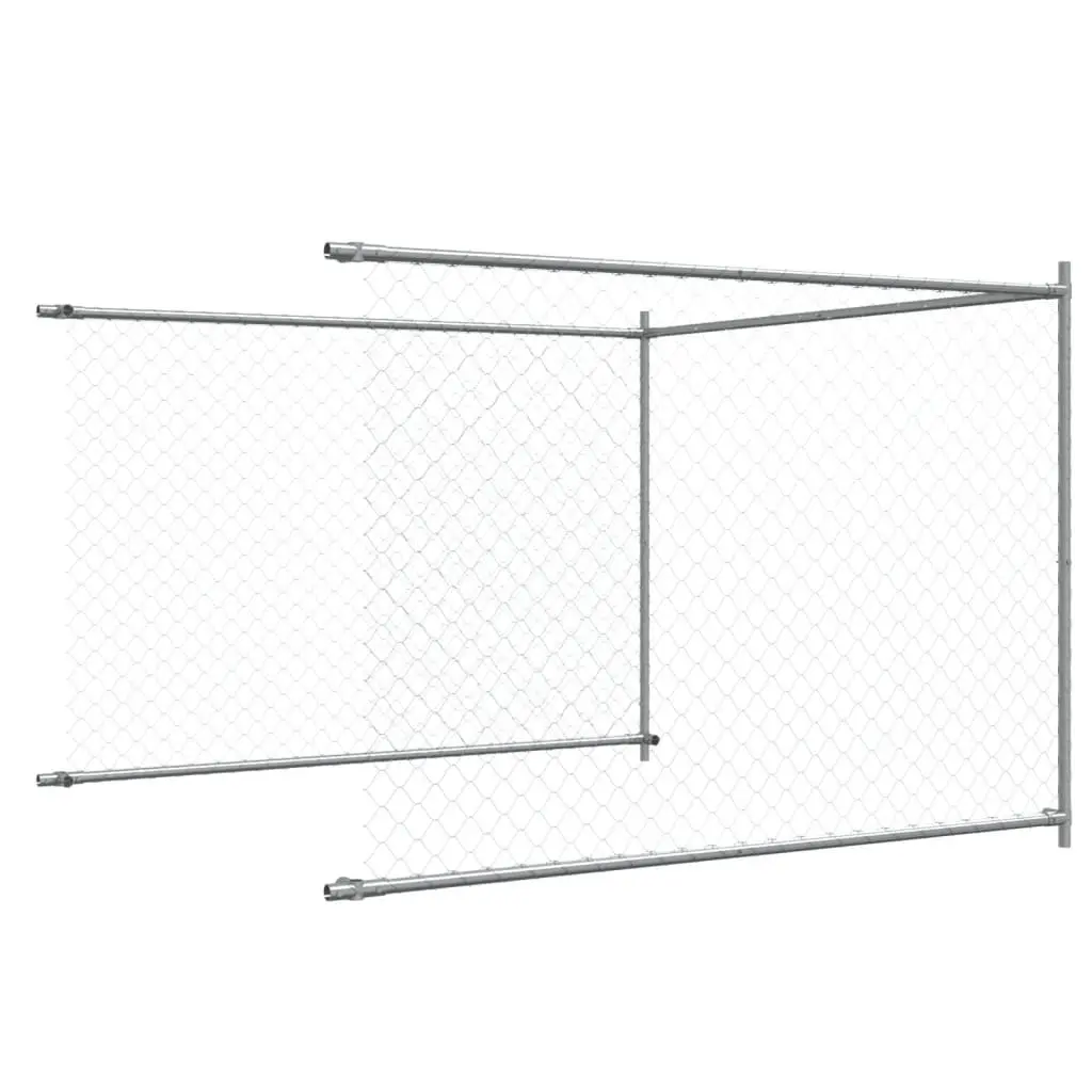 Dog Cage Kennel Run Pen with Door 12 x 2 x 1.5 m Grey Galvanised Steel Outdoor Exercise