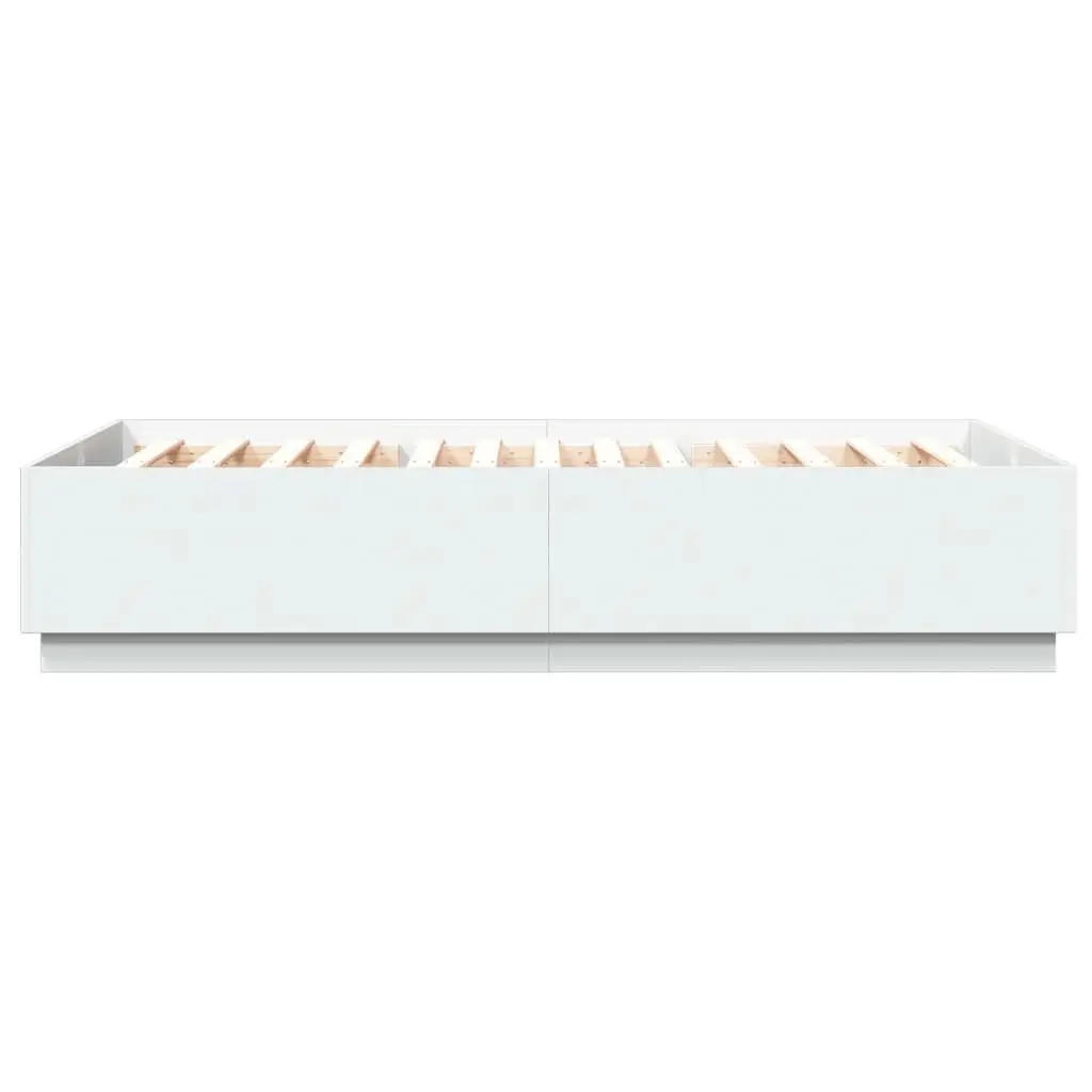 Bed Frame RGB LED Lights Slatted Base 150x200 cm White