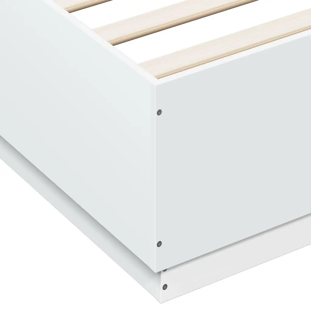 Bed Frame RGB LED Lights Slatted Base 150x200 cm White