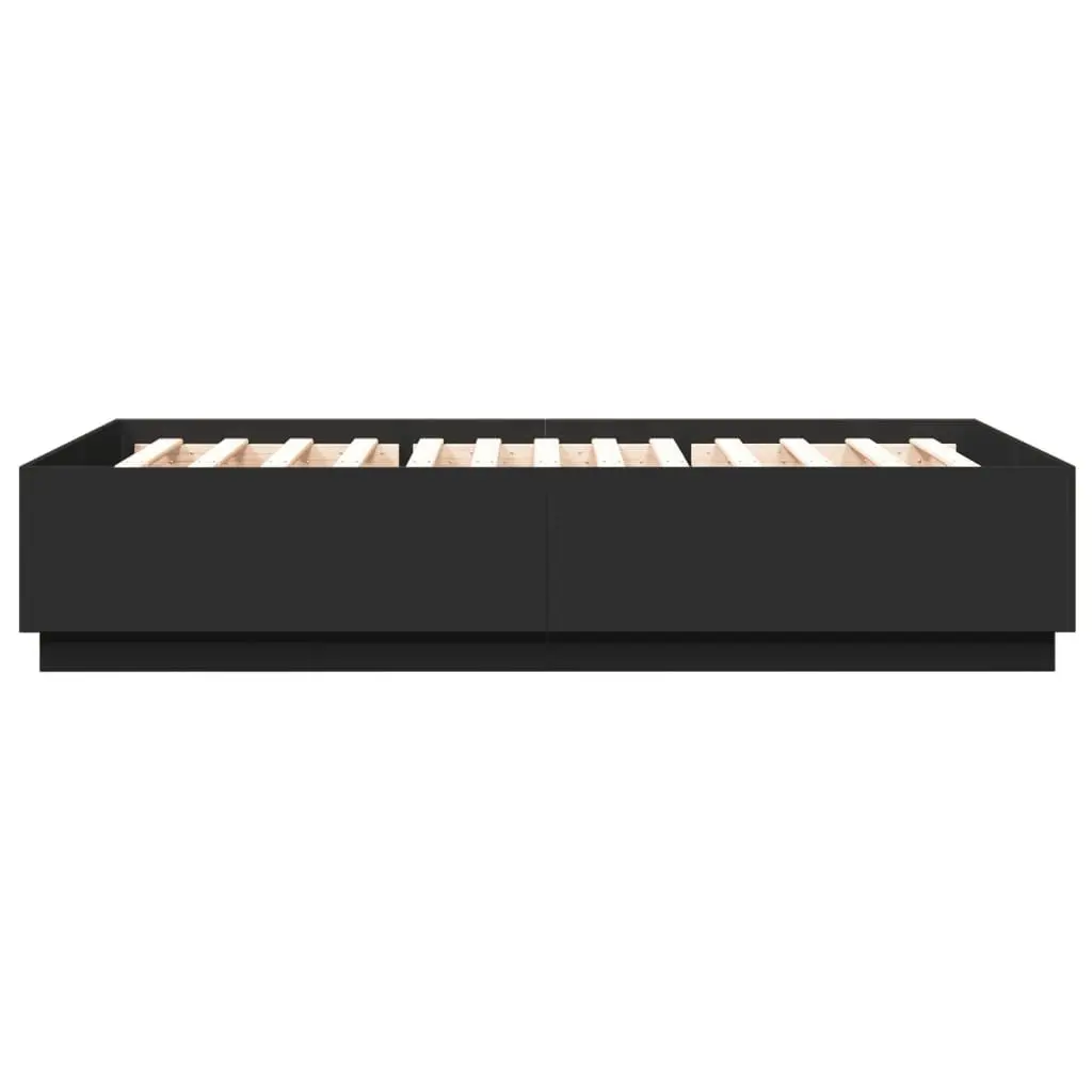 Bed Frame RGB LED Lights Slatted Base 150x200 cm Black