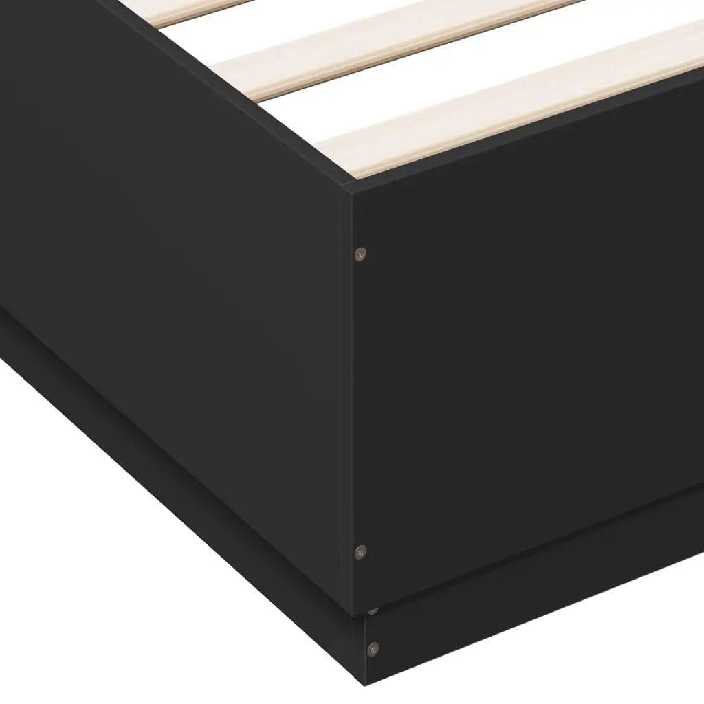 Bed Frame RGB LED Lights Slatted Base 150x200 cm Black