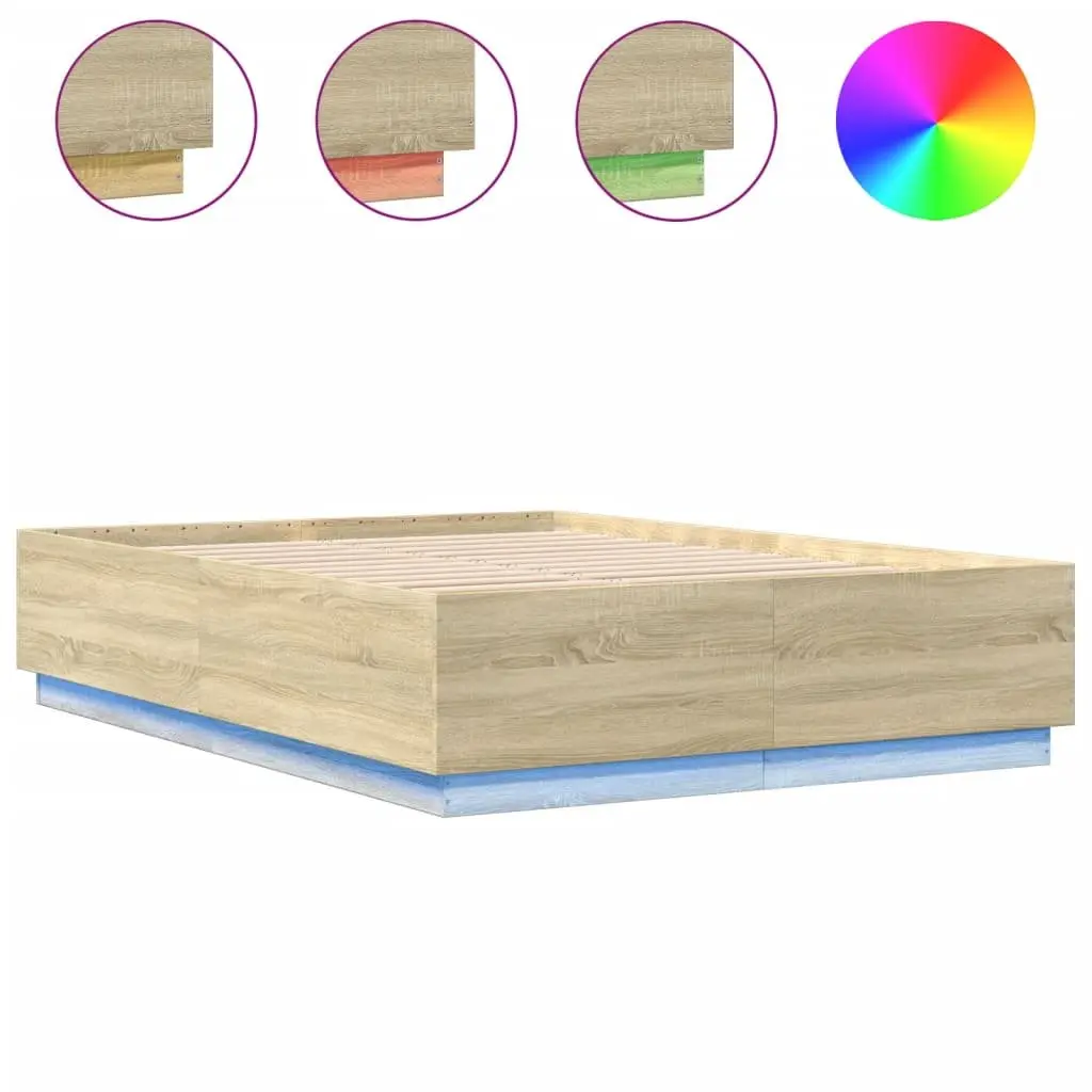 Sonoma Oak Bed Frame with Integrated LED Lighting