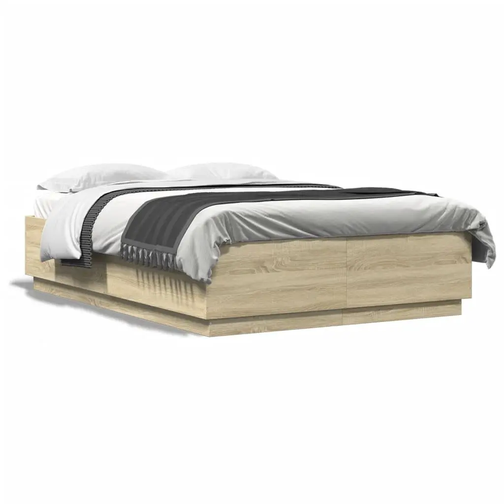 Sonoma Oak Bed Frame with Integrated LED Lighting