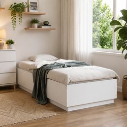 White LED Bed Frame 90x190 cm Slatted Base RGB Lights Engineered Wood