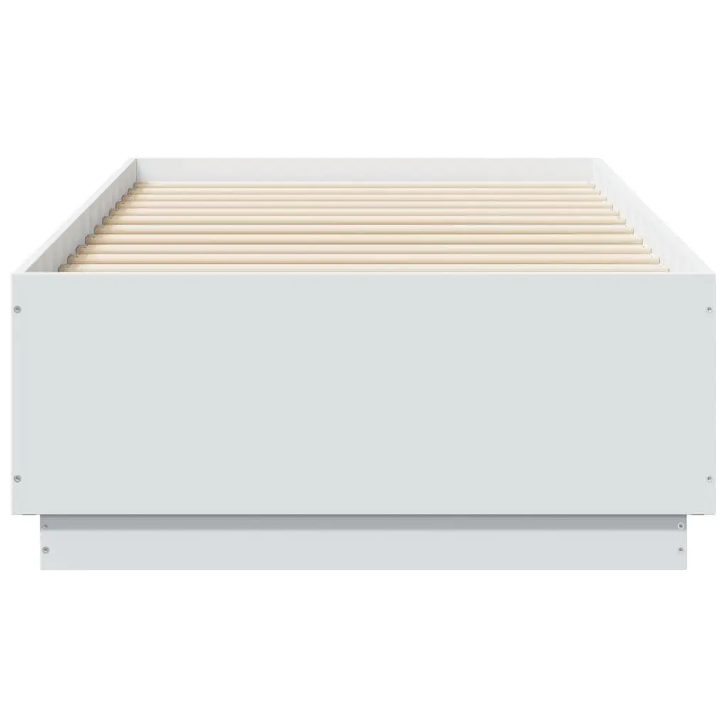 LED Bed Frame White 90x190 cm Slatted Base RGB Lights Engineered Wood