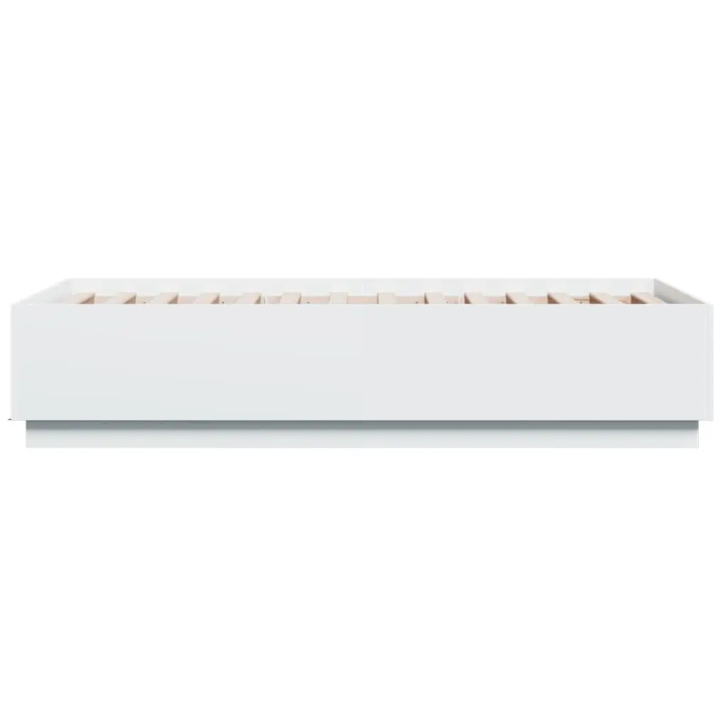 LED Bed Frame White 90x190 cm Slatted Base RGB Lights Engineered Wood