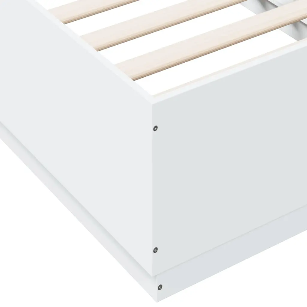 LED Bed Frame White 90x190 cm Slatted Base RGB Lights Engineered Wood