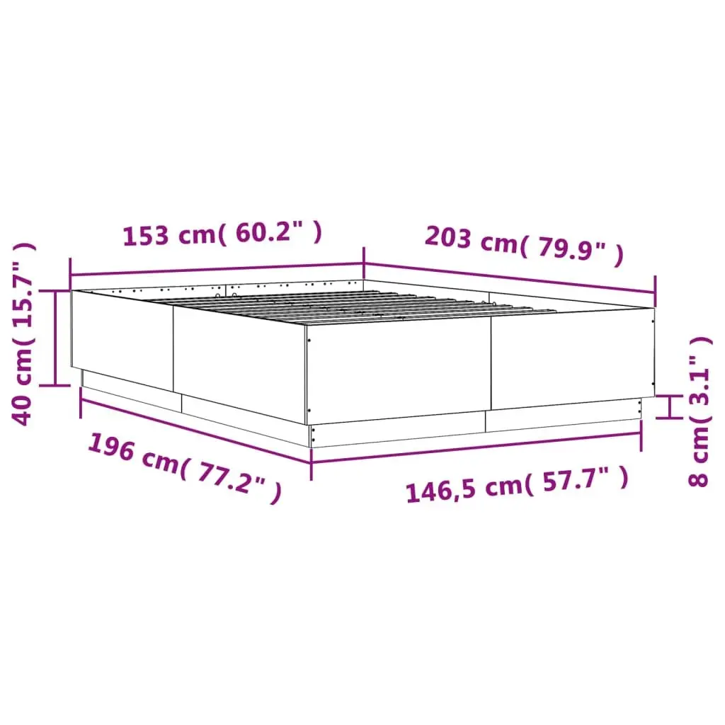 Black Bed Frame Queen Size Slatted Base Modern Design Bedroom Furniture