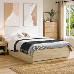 Brown Engineered Wood Bed Frame - Practical and Affordable
