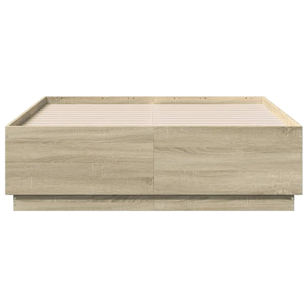 Bed Frame Brown Engineered Wood Slatted Base 135x190 cm Suitable for Contemporary Bedroom Furniture