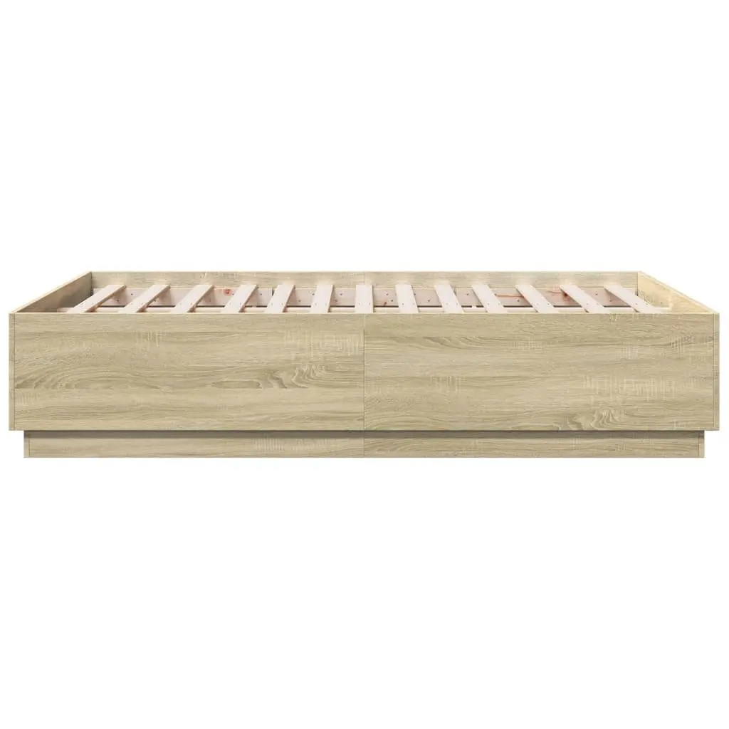 Bed Frame Brown Engineered Wood Slatted Base 135x190 cm Suitable for Contemporary Bedroom Furniture